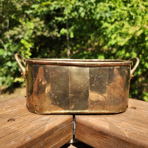 Vintage Brass Rectangular Planter With 2 Handles - Picture 1 of 9
